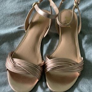 Rose gold sandals. Size 8.5. Never worn.